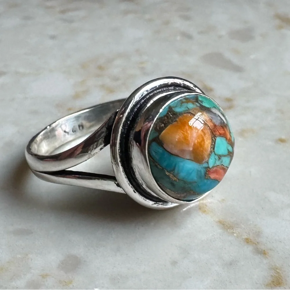 NWOT Sundance Beach Mosaic Ring, Spiny Oyster, Sterling Silver